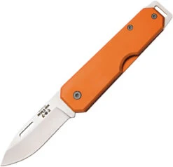 Bear & Son Large Slip Joint 110OR, 3 7/8" High Carbon Steel Plain Blade, Orange Aluminum Handle