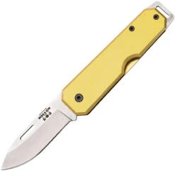 Bear & Son Large Slip Joint 110YW, 3 7/8" High Carbon Steel Plain Blade, Yellow Aluminum Handle