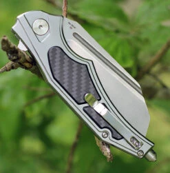 Artisan Apache ATZ1813PGCF, 3.7" D2 Plain Blade, Gray Aluminum/Carbon Fiber Handle -The Knife Shop 1813pgcf 95036.1566586068