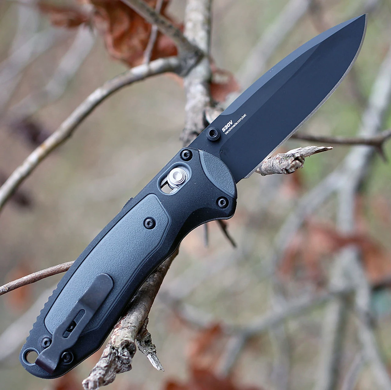 Benchmade Mini Boost A/O - Blk/Gry Grivory (3.1" CPM-S30V) 595BK 2 Benchmade Mini Boost A/O - Blk/Gry Grivory (3.1" CPM-S30V) 595BK - Image 2