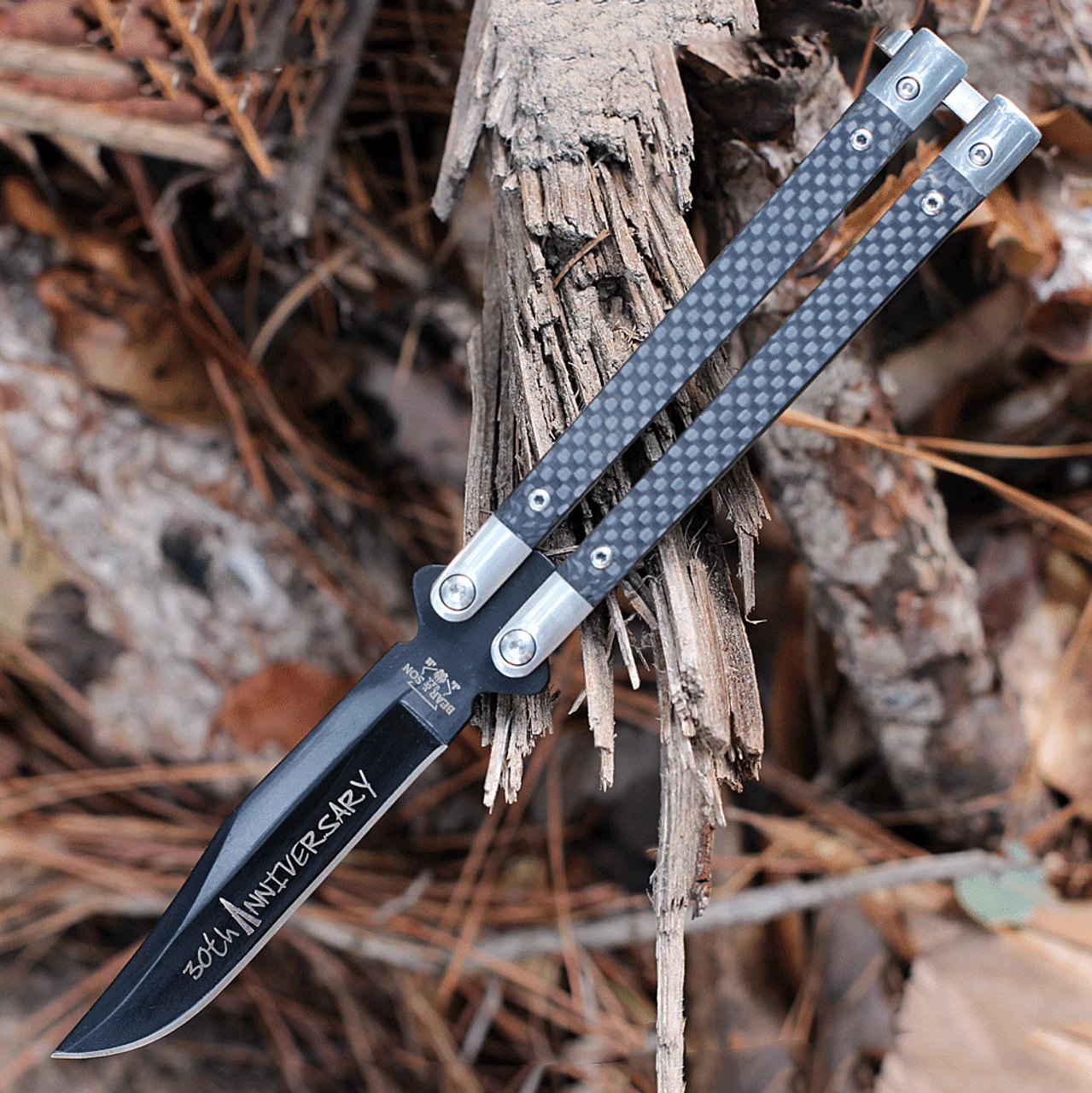 Bear & Son 30th Anniversary Balisong CF (4.1" Black) ANNCF17 1 Bear & Son 30th Anniversary Balisong CF (4.1" Black) ANNCF17