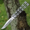Bear & Son Cutlery 30th Anniversary Butterfly Knife SS14D2, 3.62" D2 Clip Point Blade, Stainless Steel Handle