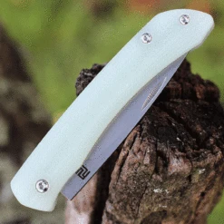 Artisan Cutlery Biome ATZ-1840P-NTG, 2.8" Sandvik 12C27 StonewashedPlain Blade, Natural Translucent Green G-10 Handle -The Knife Shop ATZ1840PNTG.3 90802.1627061670