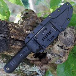 Bastinelli Creations Montana Serrated Fixed Blade BAS225S, 6.5" N690 Black Plain Blade, Black Kraton Handle, Black Kydex Sheath -The Knife Shop BA225S.2 78408.1623944701