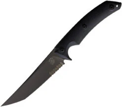 Bastinelli Creations P.Y. Fixed Blade BAS207S, 5" N690 Black PVD Plain Blade, Black G-10 Handle, Black Kydex Sheath