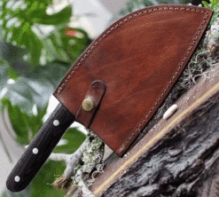 BenJahmin Knives Camp Cleaver BKA007, 7.2" 440 Stainless Steel Blade, Wenge Wood Handle W/ Brown Leather Sheath -The Knife Shop BKA007.2 49686.1620829181