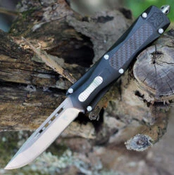 CobraTec Knives BLKKCDNS Black King Cobra, 4" D2 Steel Drop Point, Anodized Aviation Aluminum Handle W/ Carbon Fiber Inlay