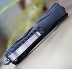 CobraTec Knives BLKKCTS Black King Cobra, 4" D2 Steel Tanto Part Serrated Blade, Anodized Aviation Aluminum W/ Carbon Fiber Inlay -The Knife Shop BLKKCTS.2 68736.1598969989