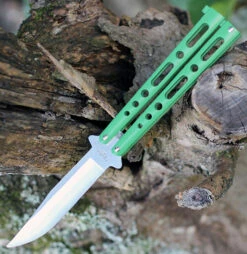 New Arrival 15 BenchMark Balisong Butterfly Knife - Green (4" Satin Clip Point) BM010