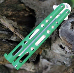 BenchMark Balisong Butterfly Knife - Green (4" Satin Clip Point) BM010 -The Knife Shop BM010.7 55518.1594913003