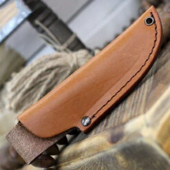 Boker Plus Nessmi Pro Fixed Blade 02BO018, 2.6" D2 Satin Nessmuk Blade, Brown Micarta Handle, Brown Leather Sheath -The Knife Shop BOP02BO018 85711.1646838872