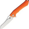 Bestech Platypus BG28B Flipper Knife, 3.43" D2 Two-Tone Sheepsfoot Blade, Milled Orange G-10 Handle