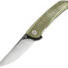 Bestech Knives Swift Folding Knife G30A-2, 3.5" D2 Satin & Black Finished Plain Blade, Green Canvas Micarta Handle