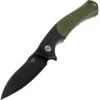 Bestech Knives Penguin Flipper Knife BG32E, 3.6" D2 Black Plain Blade, Black & Green G-10 Handle