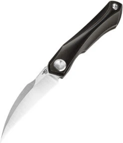 Bestech Knives Ivy BT2004A Flipper Knife, 3" S35VN Satin Hawkbill Blade, Black Titanium Handles