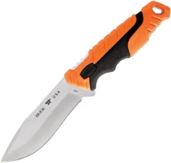 Buck Knives Buck 658 Orange Pursuit Pro Small Drop Point Fixed Blade, 3.75" S35VN Satin Drop Point Blade, Black & Orange Glass Filled Nylon Handle