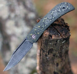 CIVIVI Appalachian Drifter-Yellow/Black G-10 And Carbon Fiber (2.96" Damascus) C2015DS-3
