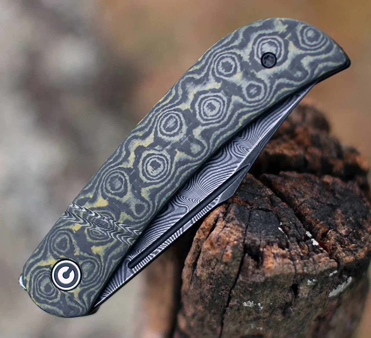 CIVIVI Appalachian Drifter-Yellow/Black G-10 And Carbon Fiber (2.96" Damascus) C2015DS-3 2 CIVIVI Appalachian Drifter-Yellow/Black G-10 And Carbon Fiber (2.96" Damascus) C2015DS-3 - Image 2