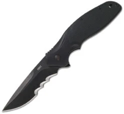 CRKT Shenanigan Spring Assisted Flipper K800KKP, 3.35" 1.4116 Stainless Steel Black Stonewashed Veff Serration Blade, Black GRN Handles