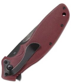 CRKT Shenanigan Spring Assisted Flipper K800RKP, 3.35" 1.4116 Stainless Steel Black Stonewashed Plain Blade, Maroon GRN Handles 5 CRKT Shenanigan Spring Assisted Flipper K800RKP, 3.35" 1.4116 Stainless Steel Black Stonewashed Plain Blade, Maroon GRN Handles -The Knife Shop CRK800RKPnb 99805.1619620167