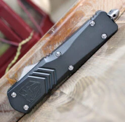 CobraTec Gray FS-X OTF Knife CTKLGRYFS-XLDAG2SS, 3.75" D2 Steel Dagger Double Serrated Blade, Gray Aluminum Handle -The Knife Shop CTKLGRYFSX.1 83933.1583264060