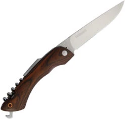 BareBones Living Folding Picnic Knife, 4" Satin 50CR15 Stainless Steel Stainless Blade, Hardwood Handle W/ Walnut Finish
