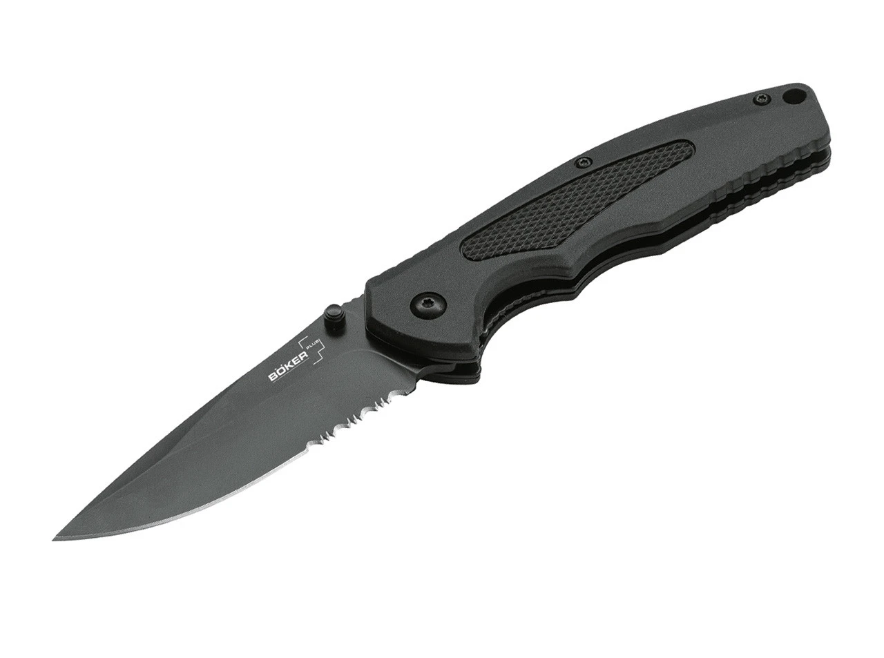 Boker Plus Gemini NGA BOP01BO503, 3.5" D2 Black Combo Blade, Black FRN Handles 1 Boker Plus Gemini NGA BOP01BO503, 3.5" D2 Black Combo Blade, Black FRN Handles