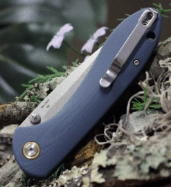 CJRB Cutlery Feldspar J1912-GYC, 3.53" D2 Steel Stonewashed Plain Blade, Contoured Blue-Gray G-10 Handle -The Knife Shop J1912GYC.1 02175.1619553943