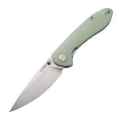 CJRB Cutlery Feldspar J1912-NTG, 3.53" D2 Steel Stonewashed Plain Blade, Contoured Natural G-10 Handle