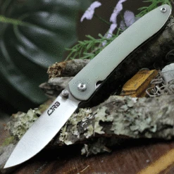 CJRB Cutlery RIA J1917-NTG, 2.95" 12C27 Sand Polish Plain Blade, Natural G-10 Handle