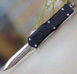CobraTec Black FS-X OTF Knife - Blk Alum (2.75" D2) SBLKFS-XSDAGNS