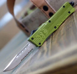 CobraTec Knives SODCTK-1SDS Small CTK-1, 2.75" D2 Steel Drop Serrated Blade, OD Green Handle