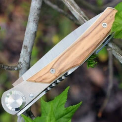 Actilam T3WC Olive Wood Folder W/ Clip, 3.25 In X50CrMoV15N Plain Blade -The Knife Shop actt3wc.1 41350.1566585971