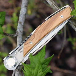 Actilam T3WC Olive Wood Folder W/ Clip, 3.25 In X50CrMoV15N Plain Blade -The Knife Shop actt3wc.2 93410.1566585971