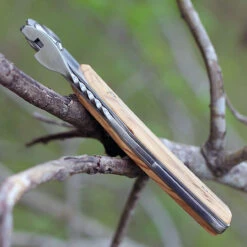 Actilam T3WC Olive Wood Folder W/ Clip, 3.25 In X50CrMoV15N Plain Blade -The Knife Shop actt3wc 1 71497.1566585970