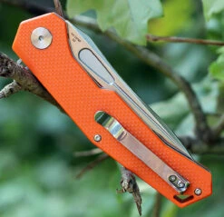 Artisan Zumwalt ATZ1808POEF, 3.94" D2 Plain Blade, Flat Orange G-10 Handle -The Knife Shop atz1808poef.2 44244.1566586035