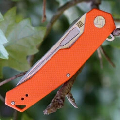 Artisan Zumwalt ATZ1808POEF, 3.94" D2 Plain Blade, Flat Orange G-10 Handle -The Knife Shop atz1808poef.3 39347.1566586035