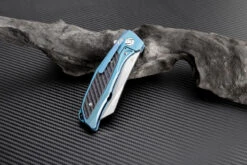 Artisan Falcon ATZ1809GBUM, 3.62" M390 Plain Blade, Blue Carbon Fiber/Titanium Handle -The Knife Shop atz1809gbu 2 1 73672.1566586123