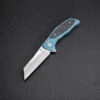 Artisan Falcon ATZ1809GBUM, 3.62" M390 Plain Blade, Blue Carbon Fiber/Titanium Handle