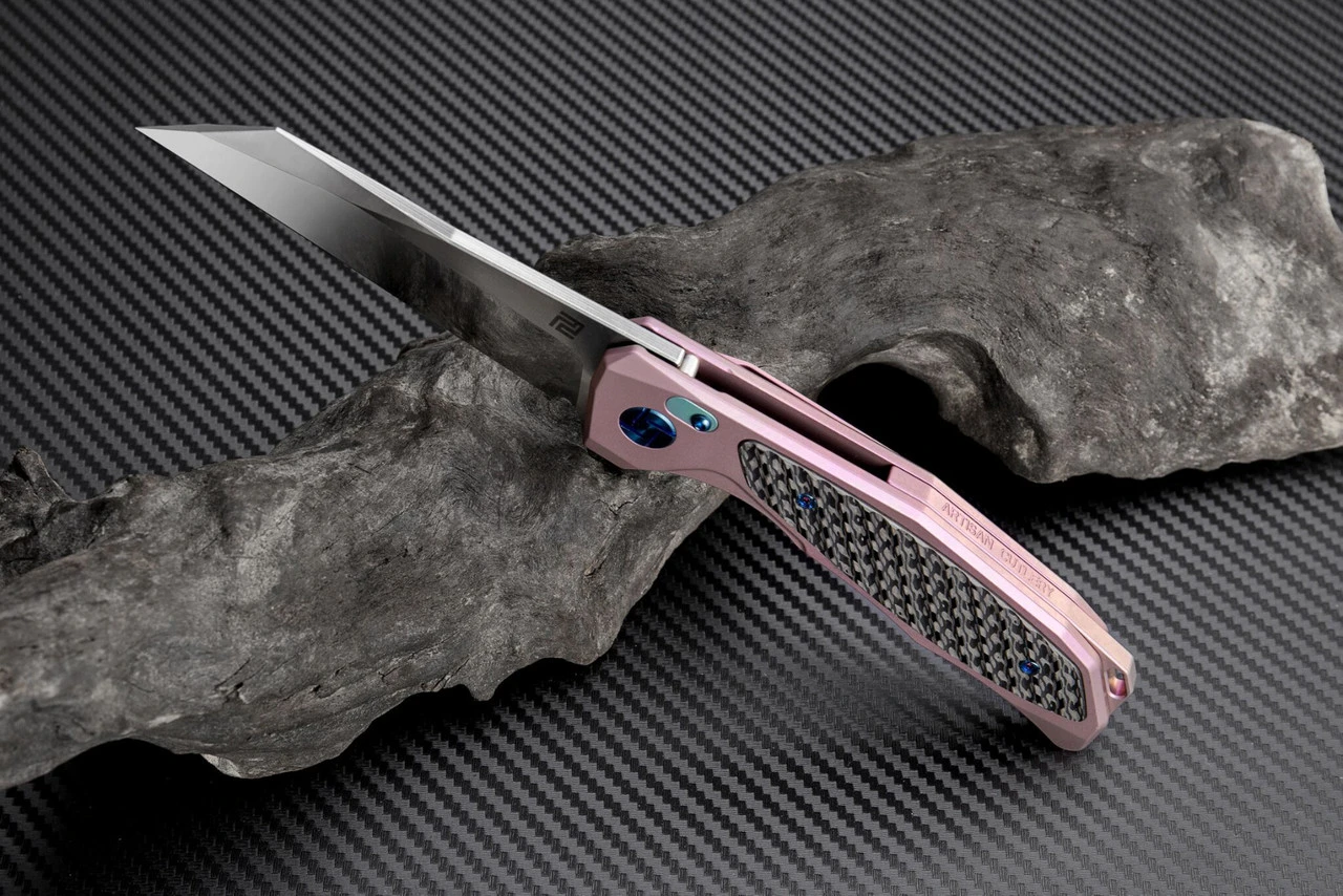 Artisan Falcon ATZ1809GREM, 3.62" M390 Plain Blade, Rose Carbon Fiber/Titanium Handle 2 Artisan Falcon ATZ1809GREM, 3.62" M390 Plain Blade, Rose Carbon Fiber/Titanium Handle - Image 2