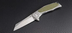 Artisan Falcon ATZ1809PGGN, 3.94" D2 Plain Blade, Gray/Green Aluminum/G-10 Handle