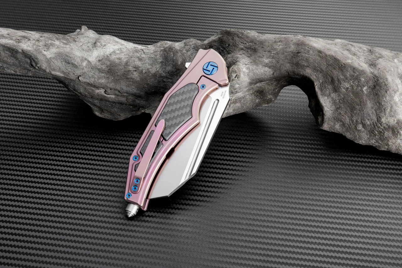 Artisan Apache ATZ1813GRES, 3.82" S35VN Plain Blade, Rose Titanium/Carbon Fiber Handle 3 Artisan Apache ATZ1813GRES, 3.82" S35VN Plain Blade, Rose Titanium/Carbon Fiber Handle - Image 3