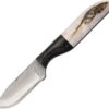 Anza Fixed Blade AZ81E, 2 1/4 In Carbon Steel Plain Blade, Stag/Wood Handle