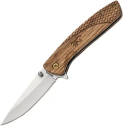 Browning Pursuit Linerlock, BR0007, 2.5" 7Cr17MoV Stainless Drop Point Blade, Wood Handle