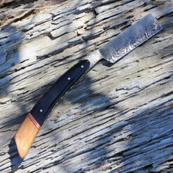 Damascus 1116WN Razor, 4" Damascus Razor Blade, Black Walnut & Horn Handle -The Knife Shop dm1116wn 1 59654.1566585962