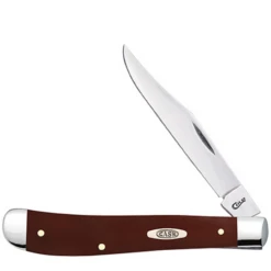 Case Slimline Trapper CA11796, 4 1/8" Clip Blade, Smooth Brown Synthetic Handle