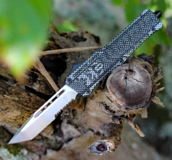 CobraTec Knives LCFCTK-1LTS Large CTK-1 Carbon Fiber Wrap, 3.75" D2 Steel Tanto Serrated Blade, Aluminum Handle