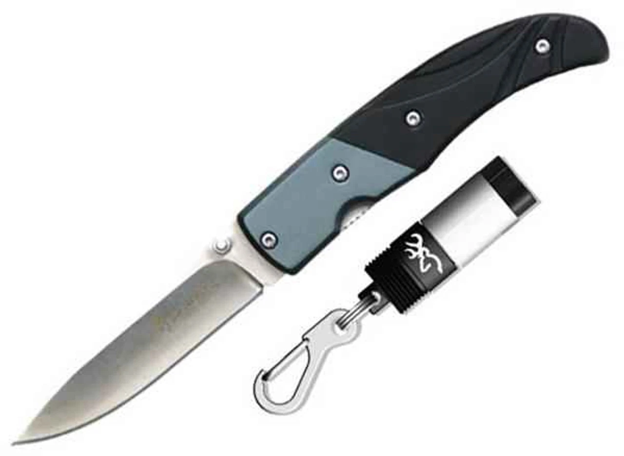 Browning BR371-5039 Getaway Black Folding Knife W/LED Flashlight Keychain 1 Browning BR371-5039 Getaway Black Folding Knife W/LED Flashlight Keychain