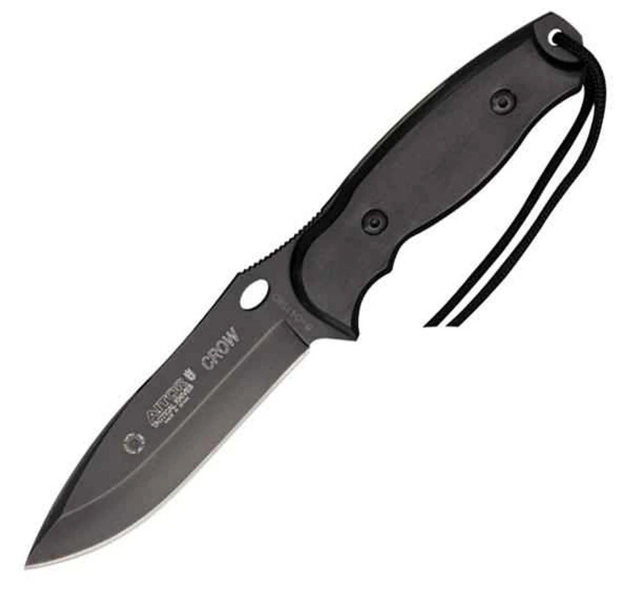 Aitor 16129 Crow Black, 4.5" Coated SS Plain Blade, Fenolgraf Handles, Leather Sheath 1 Aitor 16129 Crow Black, 4.5" Coated SS Plain Blade, Fenolgraf Handles, Leather Sheath
