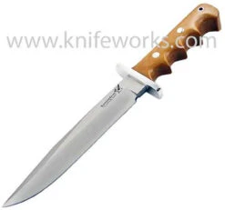 BlackJack Halo Attack, Finger Grooved Natural Canvas Micarta Handle, Leather Sheath